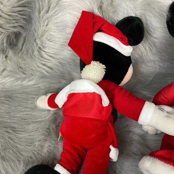 Vintage Mickey Mouse & Minnie Mouse Christmas Plush Set of 2 Applause 17" Tall - Picture 8 of 12